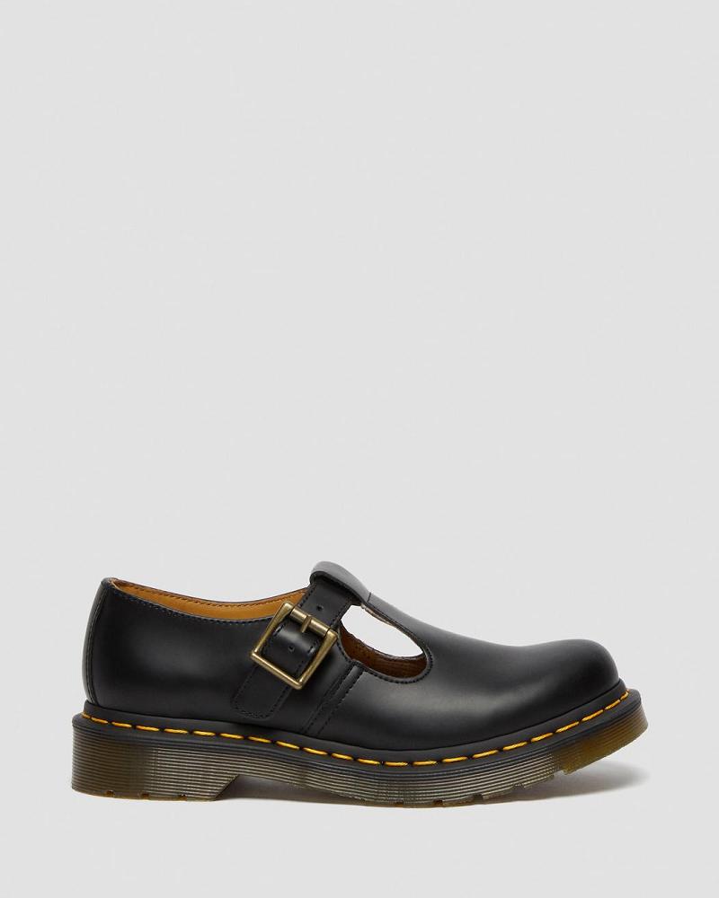 Black Women's Dr Martens Polley Smooth Leather Mary Janes Mary Jane Shoes | CA 337FDN